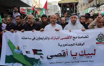 جانب من مسيرة الأعلام الفلسطينية في جباليا مساء اليوم (تصوير: محمود أبو حصيرة)