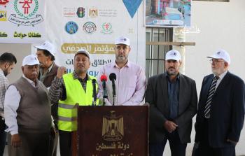 جانب من مؤتمر إطلاق فعاليات إحياء يوم المرور العالمي (تصوير: رمضان الأغا)