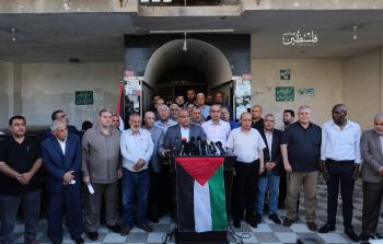 جانب من المؤتمر الصحفي الذي عقدته الفصائل بغزة (تصوير: محمود أبو حصيرة)