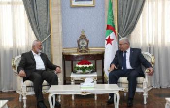 جانب من لقاء هنية ورئيس المجلس الشعبي الجزائري