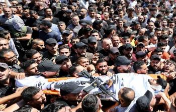 جانب من جنازة تشييع شهيدي نابلس اليوم