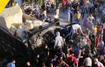 مشهد من الحادث المروري بعرسال اللبنانية