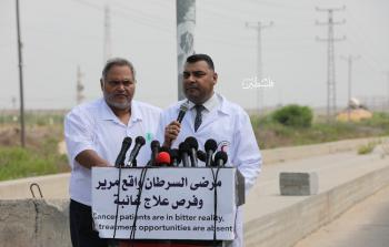 جانب من مؤتمر وزارة الصحة جوار حاجز بيت حانون (تصوير: رمضان الأغا)