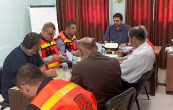 جانب من اجتماع وكيل وزارة الحكم المحلي مع رؤساء بلديات القطاع