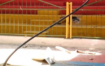 جانب من الأضرار التي أصابت الملاعب جراء العدوان على قطاع غزة