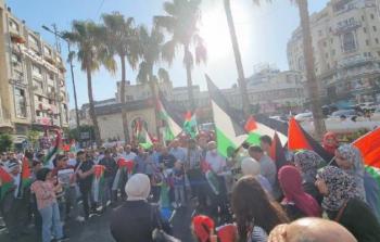 جانب من وقفة الدعم والتضامن مع غزة والقدس