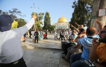 تكبيرات المرابطين خلال اقتحام الأقصى من قبل المستوطنين يوم أمس