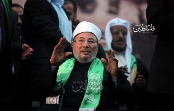 الشيخ الداعية الراحل يوسف القرضاوي خلال زيارته غزة