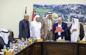 جانب من لقا الوجهاء والمخاتير بلجنة العمل الحكومي بغزة