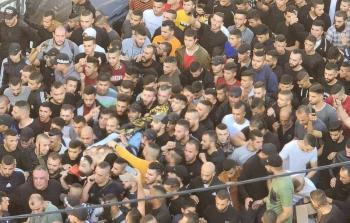 جانب من تشييع الشهيد فاروق سلامة في مخيم جنين بعد عصر اليوم