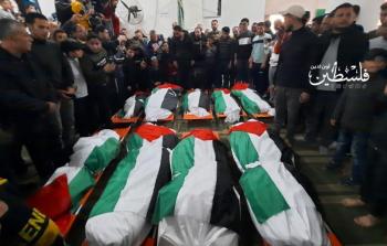 خلال تشييع جثامين ضحايا حريق جباليا