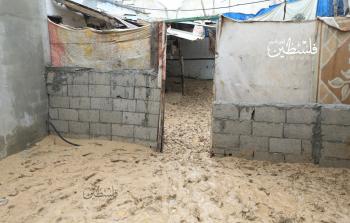 غرق البيوت عقب فتح الاحتلال السدود شرق غزة تزامناً مع المنخفض الجوي الأخير