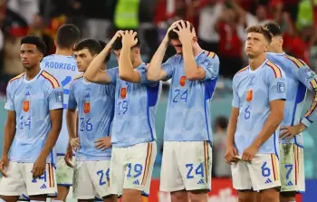 منتخب اسبانيا بعد الهزيمة من المغرب