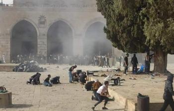 فلسطينيون يتصدّون لقوات الاحتلال الإسرائيلي ومستوطنيه في أثناء اقتحامهم المسجد الأقصى (أرشيف)