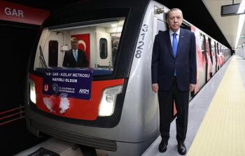أردوغان يفتتح خط جديد لمترو الأنفاق بالعاصمة أنقرة