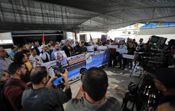 مشهد من احتشاد الصحفيين رفضا لسياسات نقابة الصحفيين الفلسطينيين