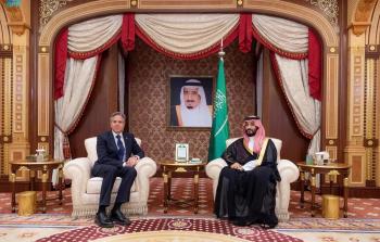 محمد بن سلمان خلال لقاءه وزير الخارجية الامريكي