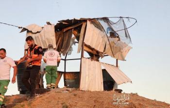 من آثار قصف نقطة الضبط الميداني شمال قطاع غزة مساء اليوم