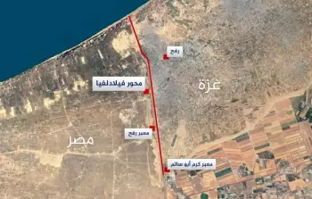 خارطة تظهر محور فيلادلفيا بين غزة ومصر
