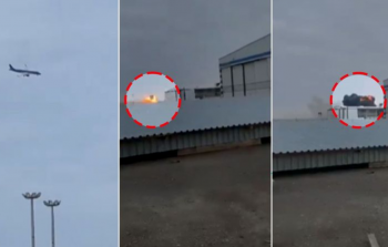 مشهد حي أثناء تحطم الطائرة في أكتاو بكازاخستان