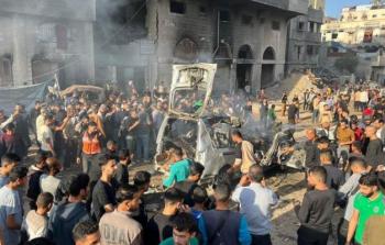 السيارة المستهدفة قرب مفترق العباس غربي مدينة غزة