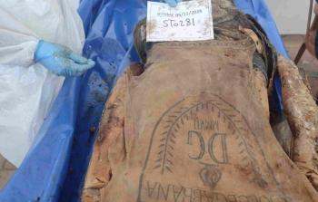 صورة لإحدى جثامين الشهداء التي أفرج الاحتلال عنها