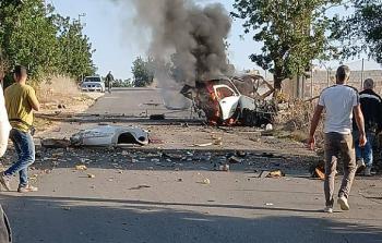 سيارة قصفها الاحتلال على طريق زوطر الشرقية جنوبي لبنان