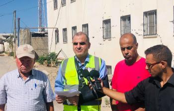 جانب من المؤتمر الصحفي الذي نظمه اتحاد بلديات قطاع غزة