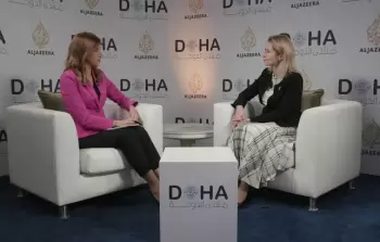 كايا كالاس خلال لقاءها مع قناة الجزيرة في منتدى الدوحة 2025