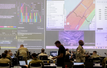 صورة من داخل مركز التنسيق بشأن غزة جنوب فلسطين المحتلة