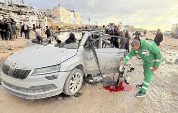 السيارة المدنية المستهدفة جنوب غرب مدينة غزة