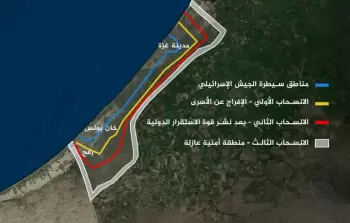 الخط الأصفر يقسم غزة إلى نصفين أحدهما تحت سيطرة الجيش الإسرائيلي والآخر تحت سيطرة حماس (الجزيرة)