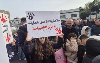 متظاهرة في إحدى فعاليات وأنشطة مناهضة الجريمة في الداخل المحتل (أرشيف)