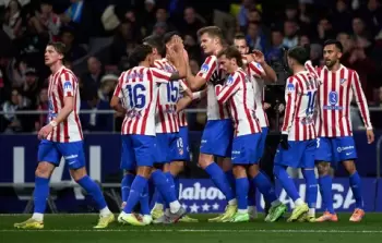 احتفال لاعبي أتلتيكو مدريد