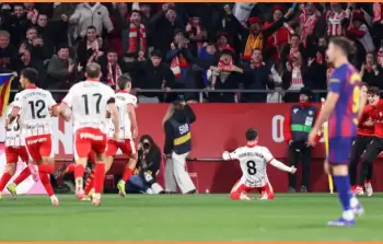 احتفال لاعبي جيرونا