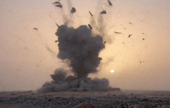 مشاهد توثق نسف جيش الاحتلال الإسرائيلي خزان مياه رئيسي شمالي مدينة رفح جنوب قطاع غزة