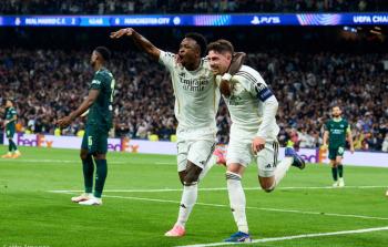 احتفال لاعبي ريال مدريد فالفيردي وفنيسيوس