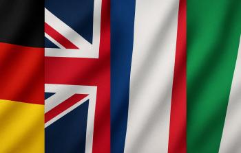 أعلام إيطاليا وفرنسا وبريطانيا وألمانيا