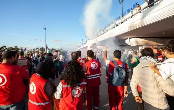 منظمون لأسطول الصمود في مظاهرة تضامنية مع غزة