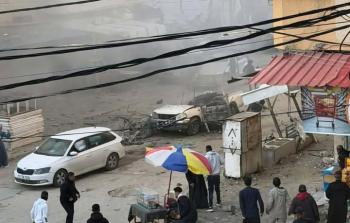 سيارة للشرطة استهدفتها طائرات الاحتلال