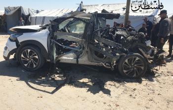 مركبة قصفها الاحتلال في خان يونس (تصوير: فلسطين أون لاين)