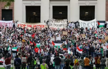 مظاهرة منددة بالعدوان الإسرائيلي على غزة في جامعة هارفارد (أرشيف)