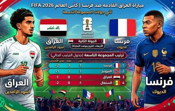 مباراة العراق القادمة ضد فرنسا في ثاني جولات كأس العالم 2026