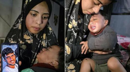 الطفل جواد يحتضن والدته بعدما تعرض للتعذيب على يد جنود جيش الاحتلال خلال احتجازه مع والده المعتقل حتى الآن