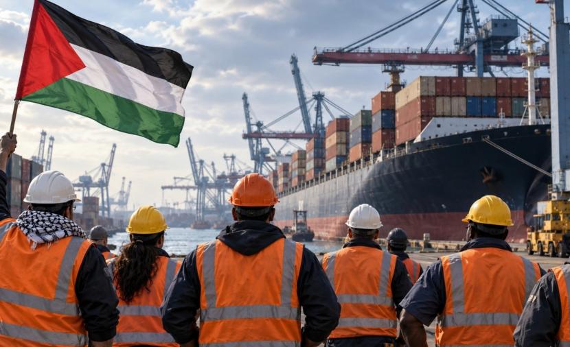 عمال موانئ في 17 دولة ينفذون إضرابات دعماً لفلسطين