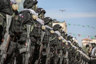 الجوقة العسكرية في إحياء مهرجان انطلاقة رحكة حماس 35 (7)