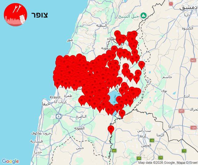 رشقات صاروخية كثيفة تستهدف كامل شمال اراضينا المحتلة.jpg